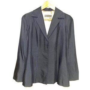 Msiamo M Siamo Wool Silk Suture Stitch Double Button Jacket Black Blazer Women's